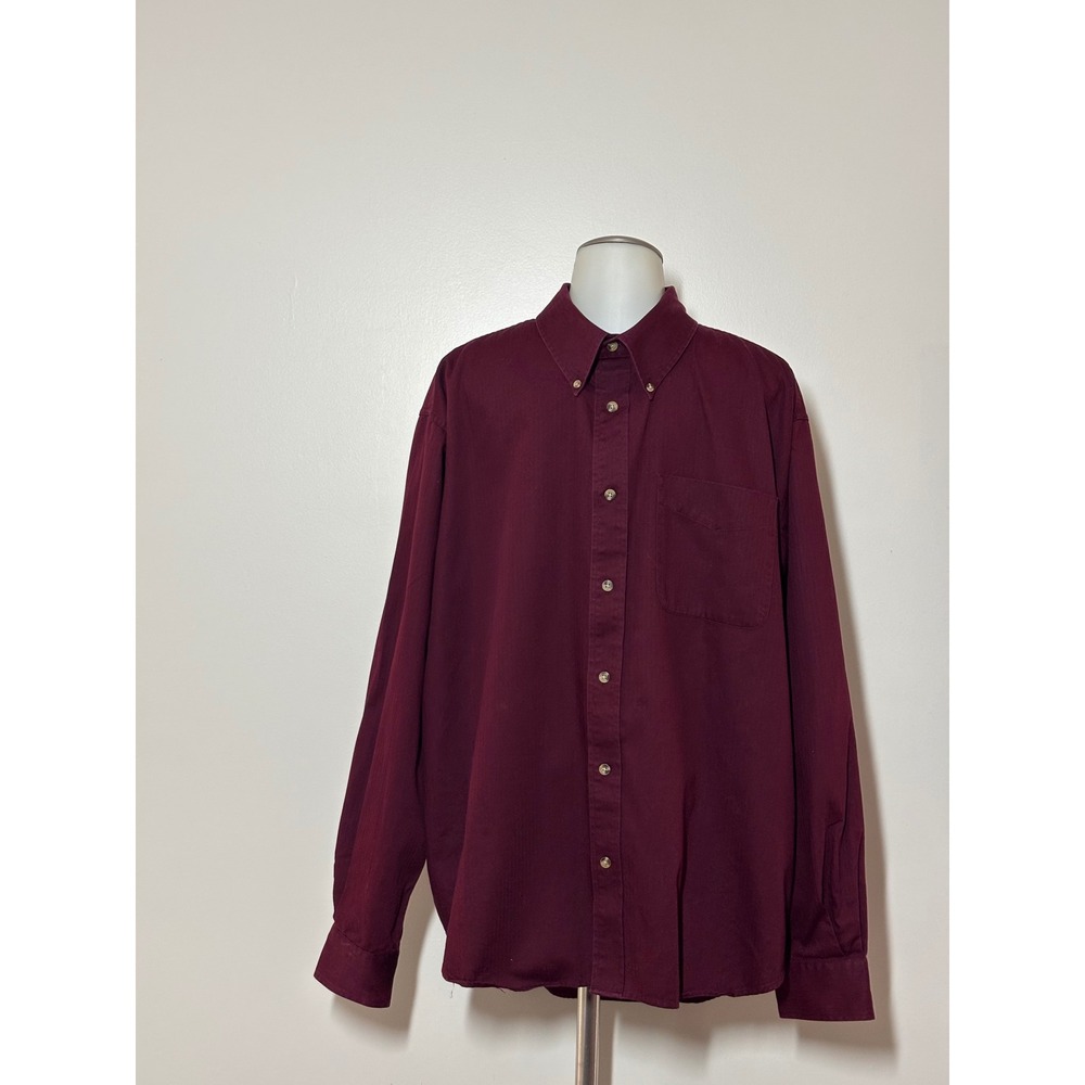 Ivy Crew Button Down Shirt Men XL Burgundy Wrinkle Resistant Cotton Excellent
